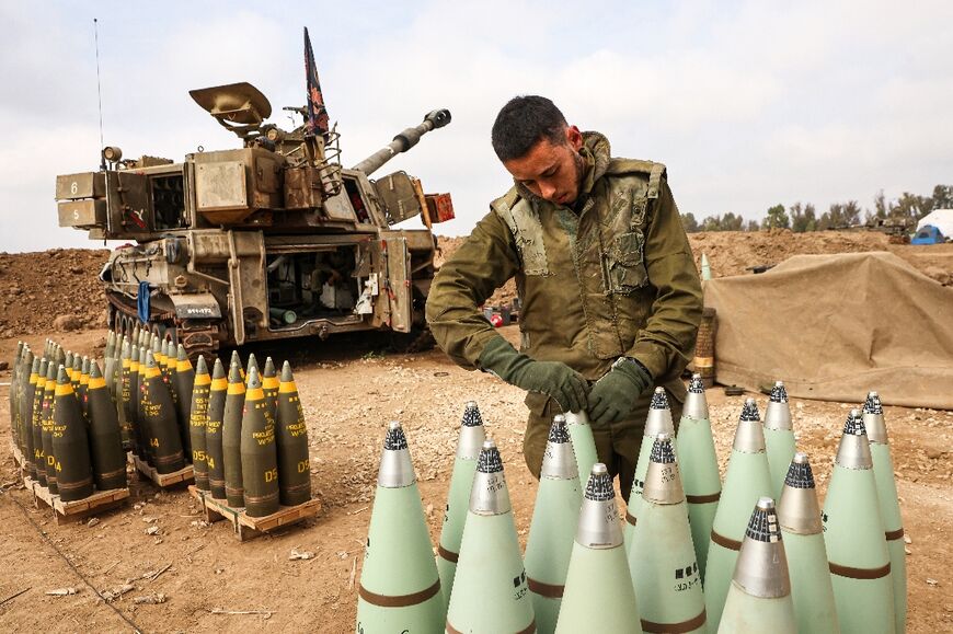 An Israeli artillery unit near the border with Gaza 