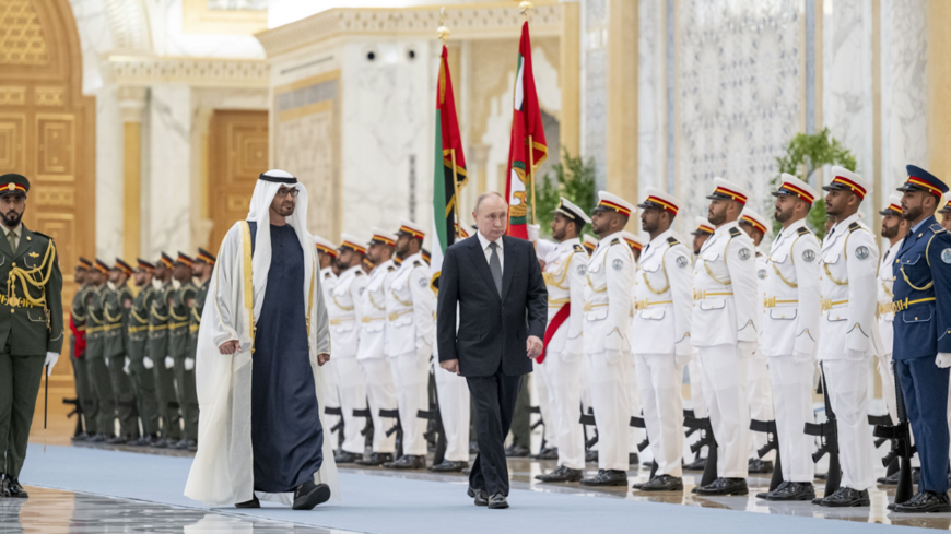Russia's President Vladimir Putin and President of the United Arab Emirates Sheikh Mohamed bin Zayed Al Nahyan attend a welcoming ceremony ahead of their talks in Abu Dhabi on Dec. 6, 2023.